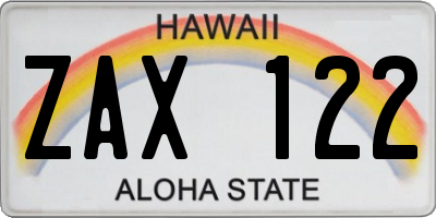 HI license plate ZAX122