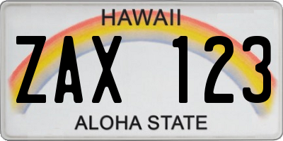 HI license plate ZAX123