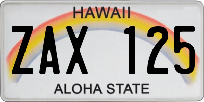HI license plate ZAX125