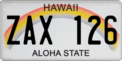 HI license plate ZAX126