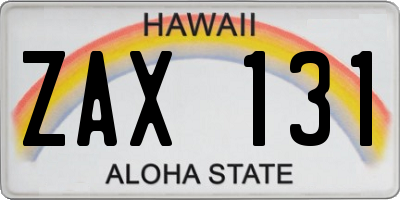 HI license plate ZAX131