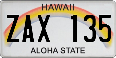 HI license plate ZAX135