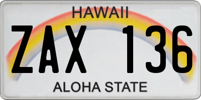 HI license plate ZAX136