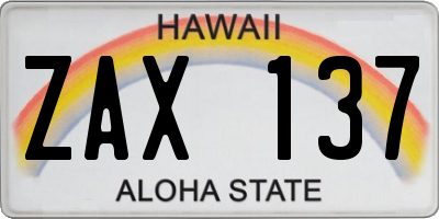 HI license plate ZAX137