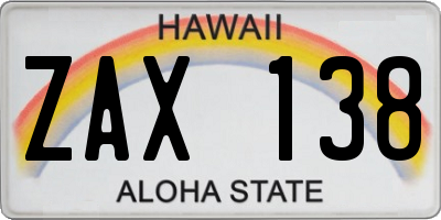 HI license plate ZAX138