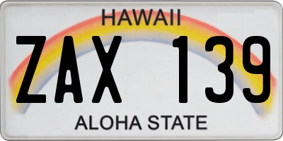 HI license plate ZAX139