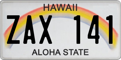 HI license plate ZAX141