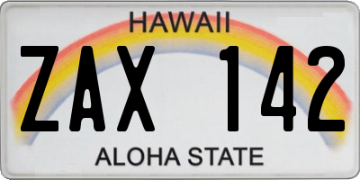 HI license plate ZAX142