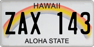HI license plate ZAX143