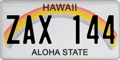 HI license plate ZAX144