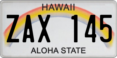 HI license plate ZAX145