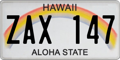 HI license plate ZAX147
