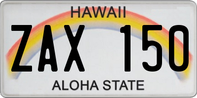 HI license plate ZAX150