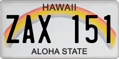 HI license plate ZAX151