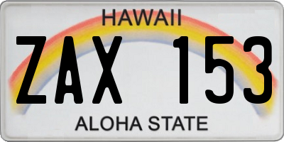 HI license plate ZAX153