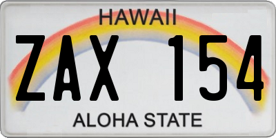 HI license plate ZAX154