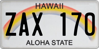 HI license plate ZAX170