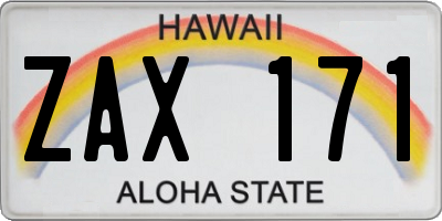 HI license plate ZAX171