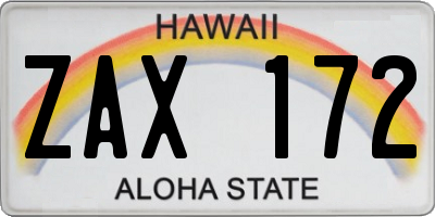HI license plate ZAX172