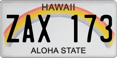 HI license plate ZAX173