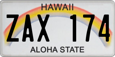 HI license plate ZAX174