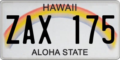 HI license plate ZAX175