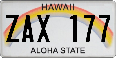 HI license plate ZAX177