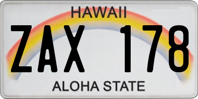 HI license plate ZAX178
