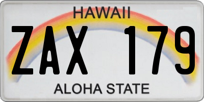 HI license plate ZAX179