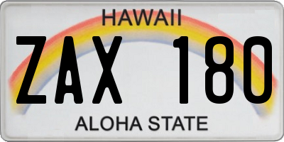 HI license plate ZAX180
