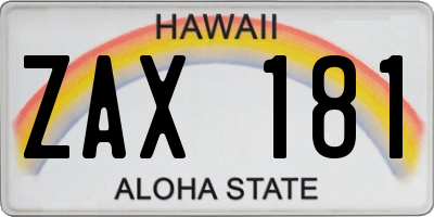 HI license plate ZAX181