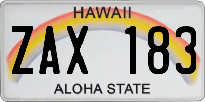 HI license plate ZAX183