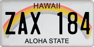 HI license plate ZAX184