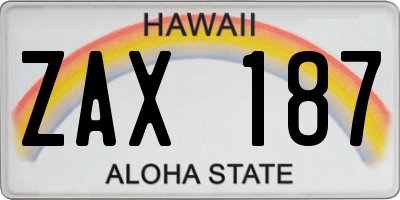 HI license plate ZAX187