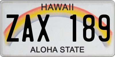 HI license plate ZAX189