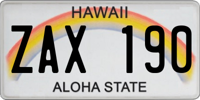 HI license plate ZAX190
