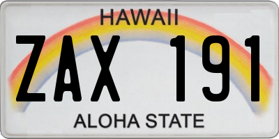 HI license plate ZAX191