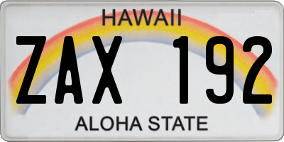 HI license plate ZAX192