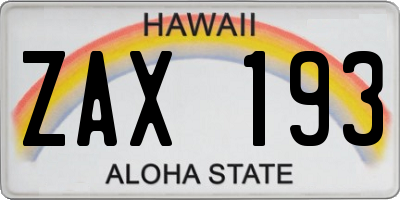 HI license plate ZAX193