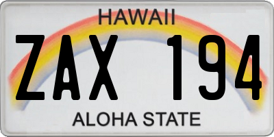 HI license plate ZAX194