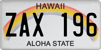 HI license plate ZAX196