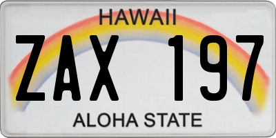 HI license plate ZAX197