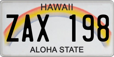 HI license plate ZAX198