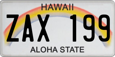 HI license plate ZAX199