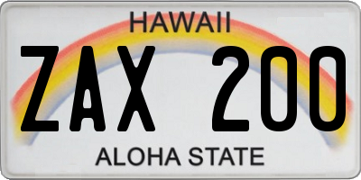 HI license plate ZAX200