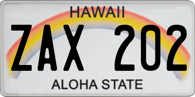 HI license plate ZAX202