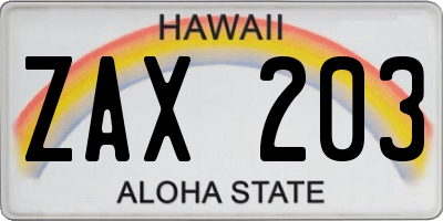 HI license plate ZAX203
