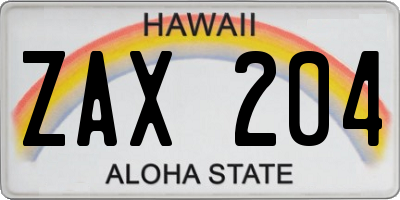 HI license plate ZAX204