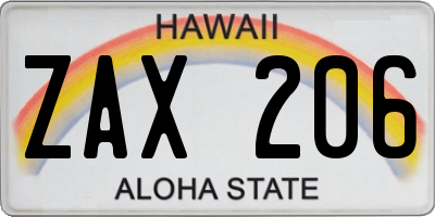 HI license plate ZAX206