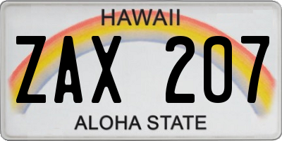 HI license plate ZAX207